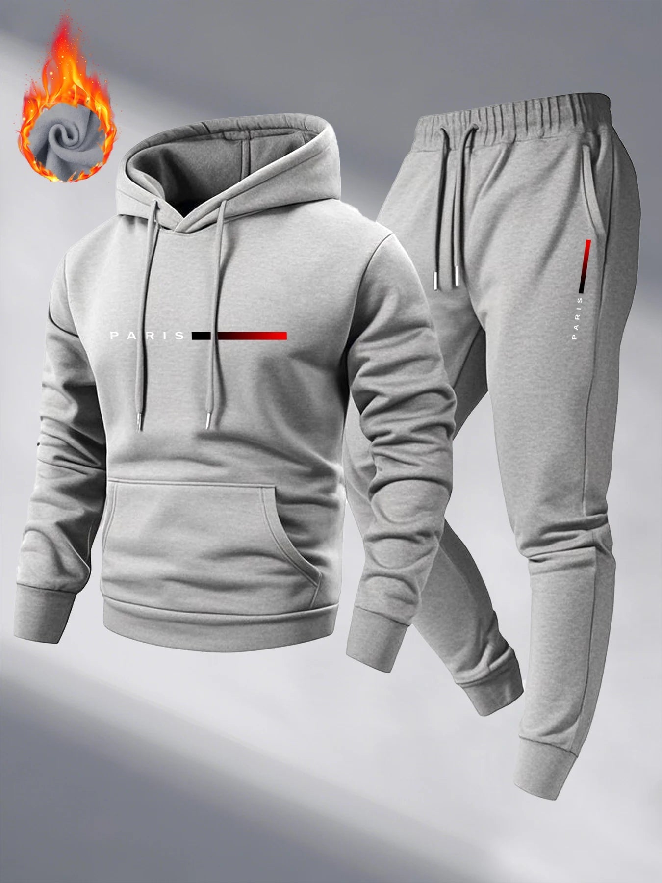 Paris Print Fashion Men's Hooded Tracksuit 2pcs Set High Quality Male Daily Casual Sports Jogging Home Outdoor Hoodie Outftis - SMSB 66