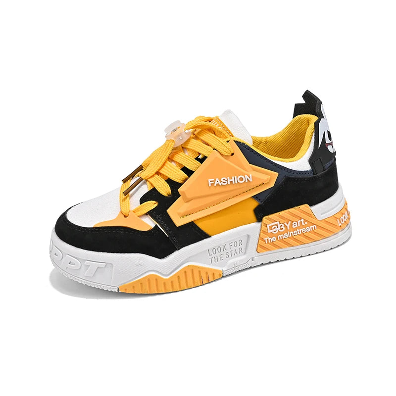 Low top boys' sneakers 2024 new leather children's student casual shoes fashion trend wear-resistant non-slip board shoes - SMSB 66