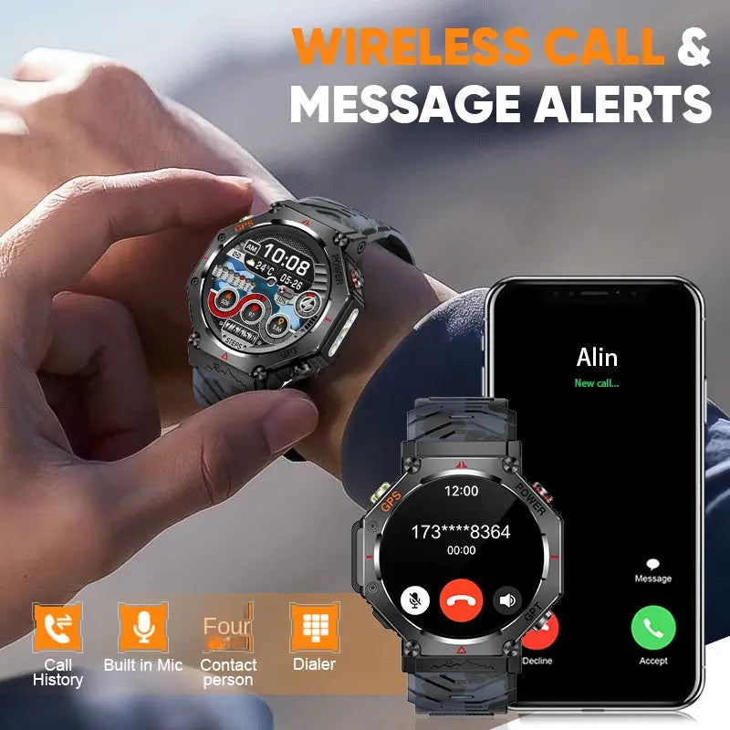 Smart Watch Bluetooth Call Outdoor Sports Heart Rate Health Barometer Compass Sports Watch - SMSB 66