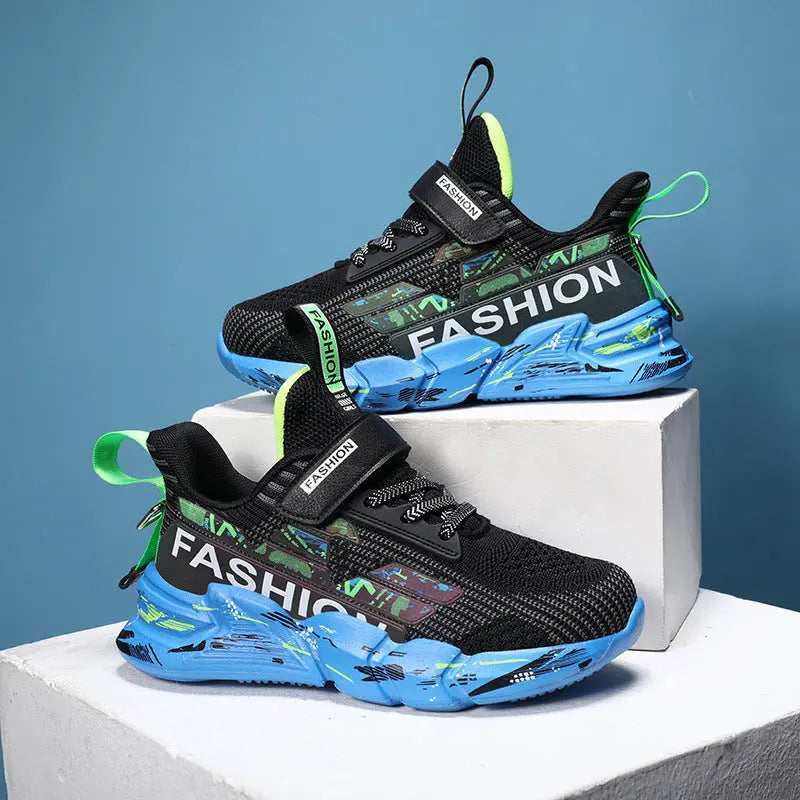 Spring And Summer New Flying Woven Upper Children's Casual Shoes Thick Sole Sneakers Girls Trendy Shoes Mesh Shoes - SMSB 66