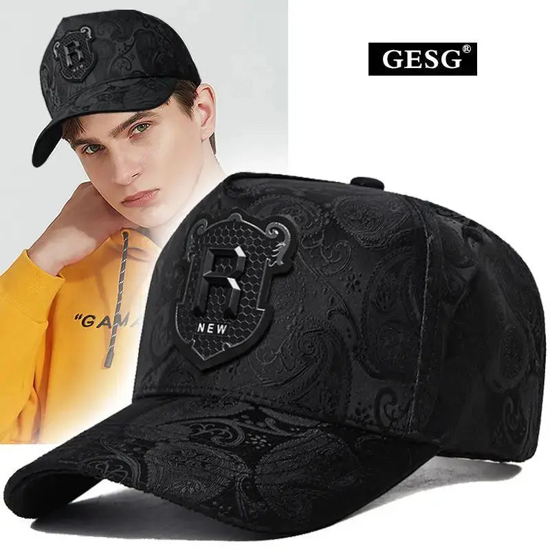 Spring and Summer New Hat Men's Tall Crown Cashew Embossed Baseball Cap Fashion Face-Looking Small Men Casual Peaked Cap - SMSB 66