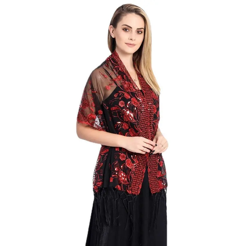 Style Sequin Fringe Shawl for Bride, Bridesmaid, Wedding Dress, Evening Gown, Formal Party Shawl for Women eprolo