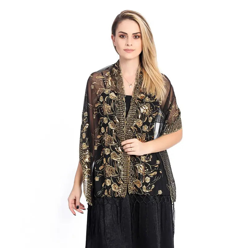 Style Sequin Fringe Shawl for Bride, Bridesmaid, Wedding Dress, Evening Gown, Formal Party Shawl for Women eprolo