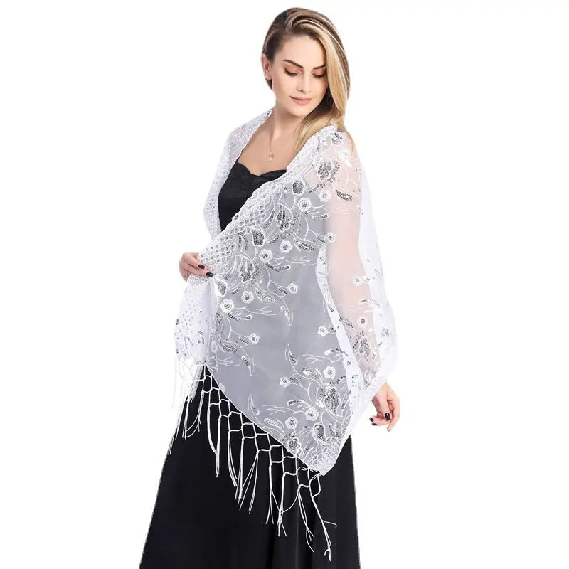 Style Sequin Fringe Shawl for Bride, Bridesmaid, Wedding Dress, Evening Gown, Formal Party Shawl for Women eprolo