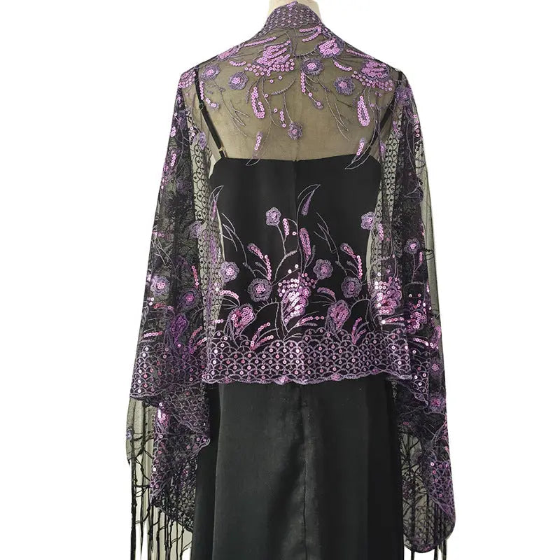 Style Sequin Fringe Shawl for Bride, Bridesmaid, Wedding Dress, Evening Gown, Formal Party Shawl for Women eprolo