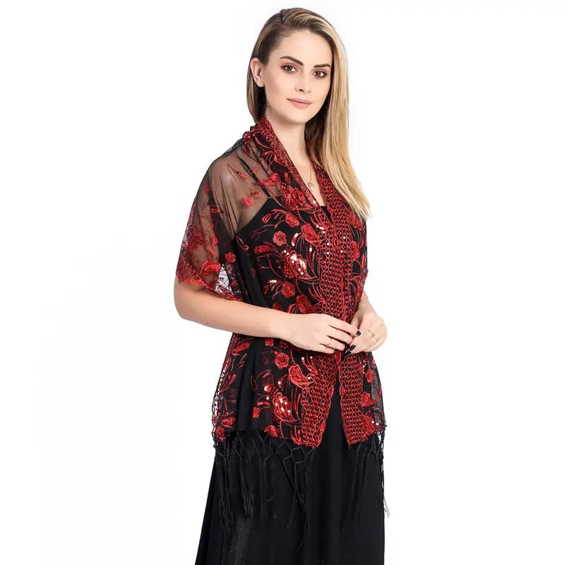 Style Sequin Fringe Shawl for Bride, Bridesmaid, Wedding Dress, Evening Gown, Formal Party Shawl for Women eprolo