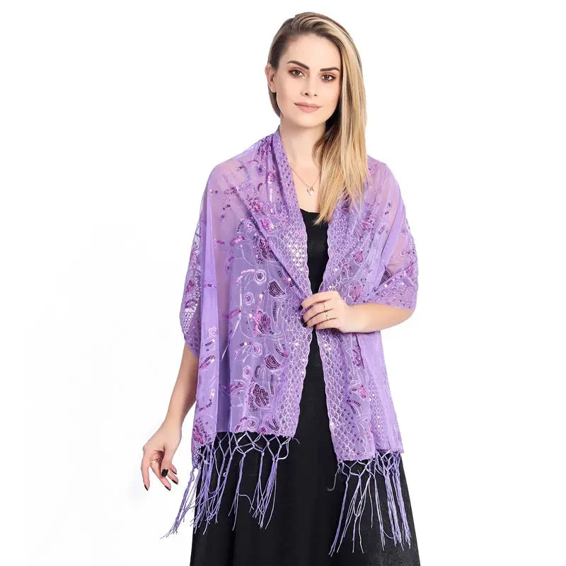 Style Sequin Fringe Shawl for Bride, Bridesmaid, Wedding Dress, Evening Gown, Formal Party Shawl for Women eprolo