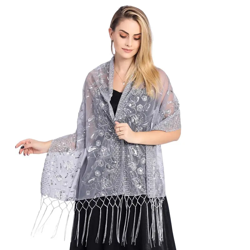 Style Sequin Fringe Shawl for Bride, Bridesmaid, Wedding Dress, Evening Gown, Formal Party Shawl for Women eprolo