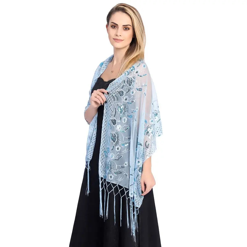 Style Sequin Fringe Shawl for Bride, Bridesmaid, Wedding Dress, Evening Gown, Formal Party Shawl for Women eprolo