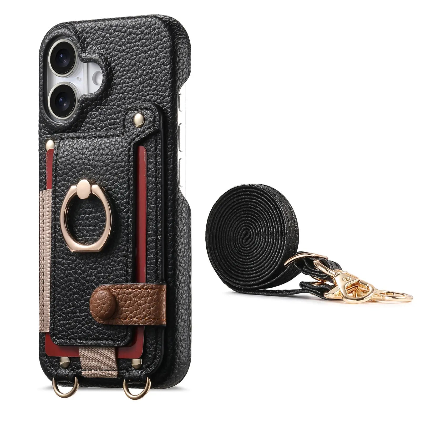 Suitable for iPhone 17 Pro phone case diagonal long hanging rope Air leather card insertion Apple 16 Promax protective cover eprolo