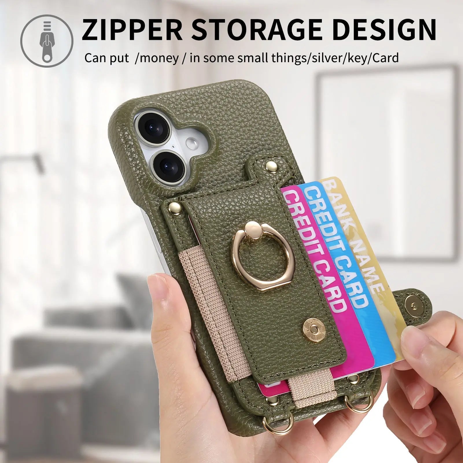 Suitable for iPhone 17 Pro phone case diagonal long hanging rope Air leather card insertion Apple 16 Promax protective cover eprolo