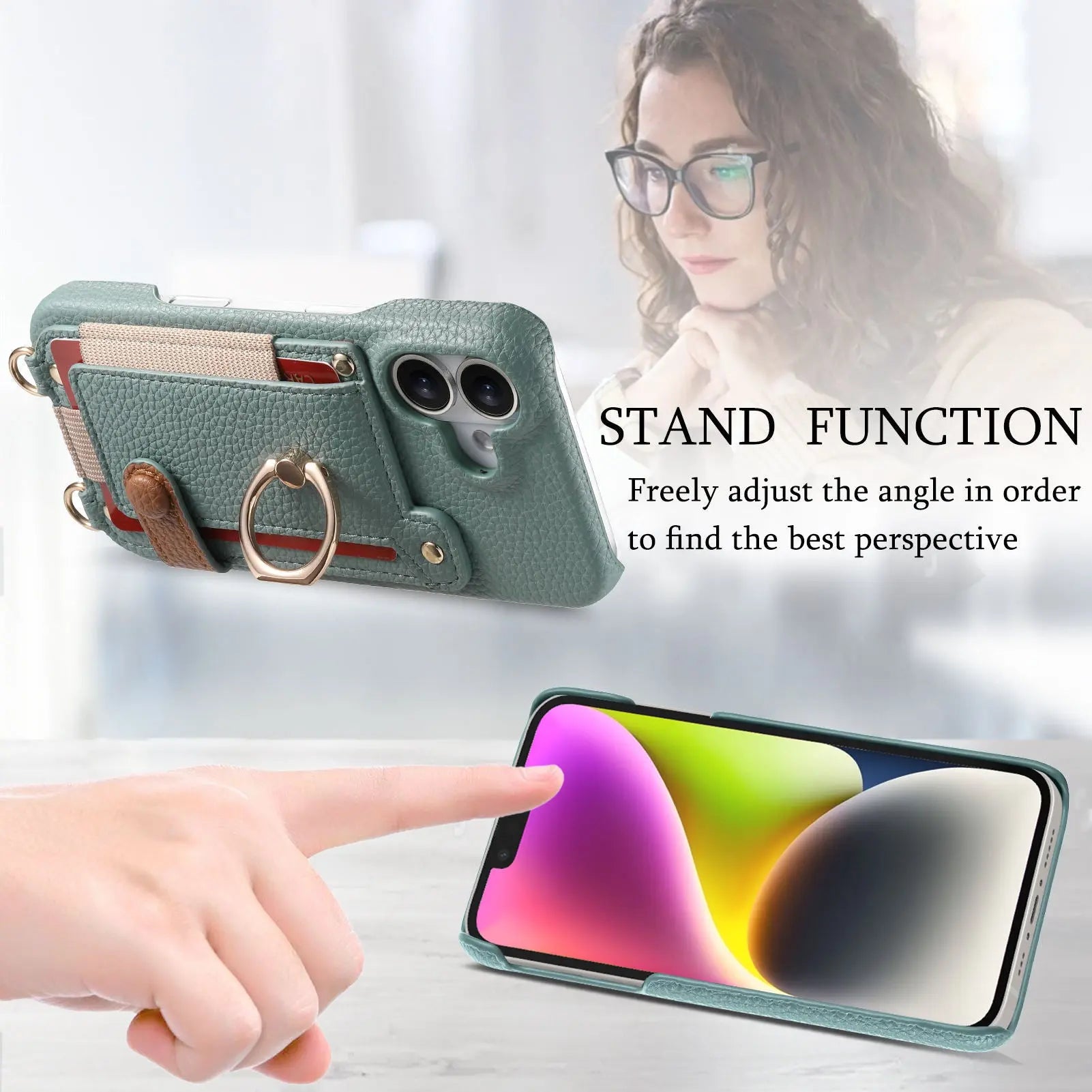 Suitable for iPhone 17 Pro phone case diagonal long hanging rope Air leather card insertion Apple 16 Promax protective cover eprolo