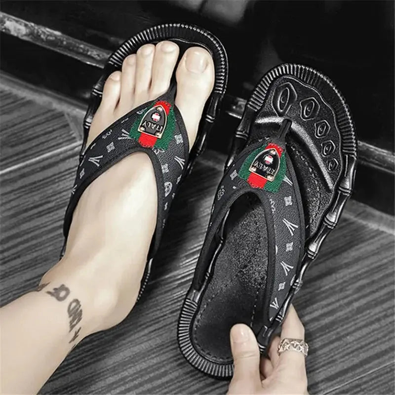 Summer Slippers Men Flip Flops Beach Sandals Non-slip Casual Flat Shoes Slippers Indoor House Shoes for Men Outdoor Slides - SMSB 66