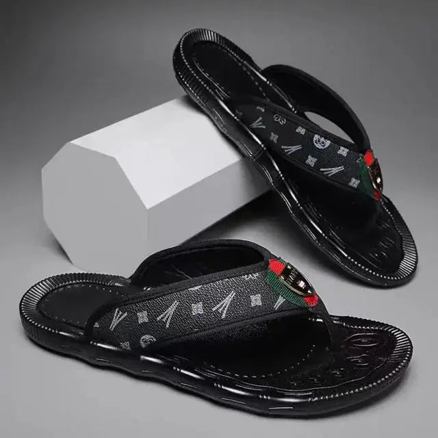 Summer Slippers Men Flip Flops Beach Sandals Non-slip Casual Flat Shoes Slippers Indoor House Shoes for Men Outdoor Slides - SMSB 66