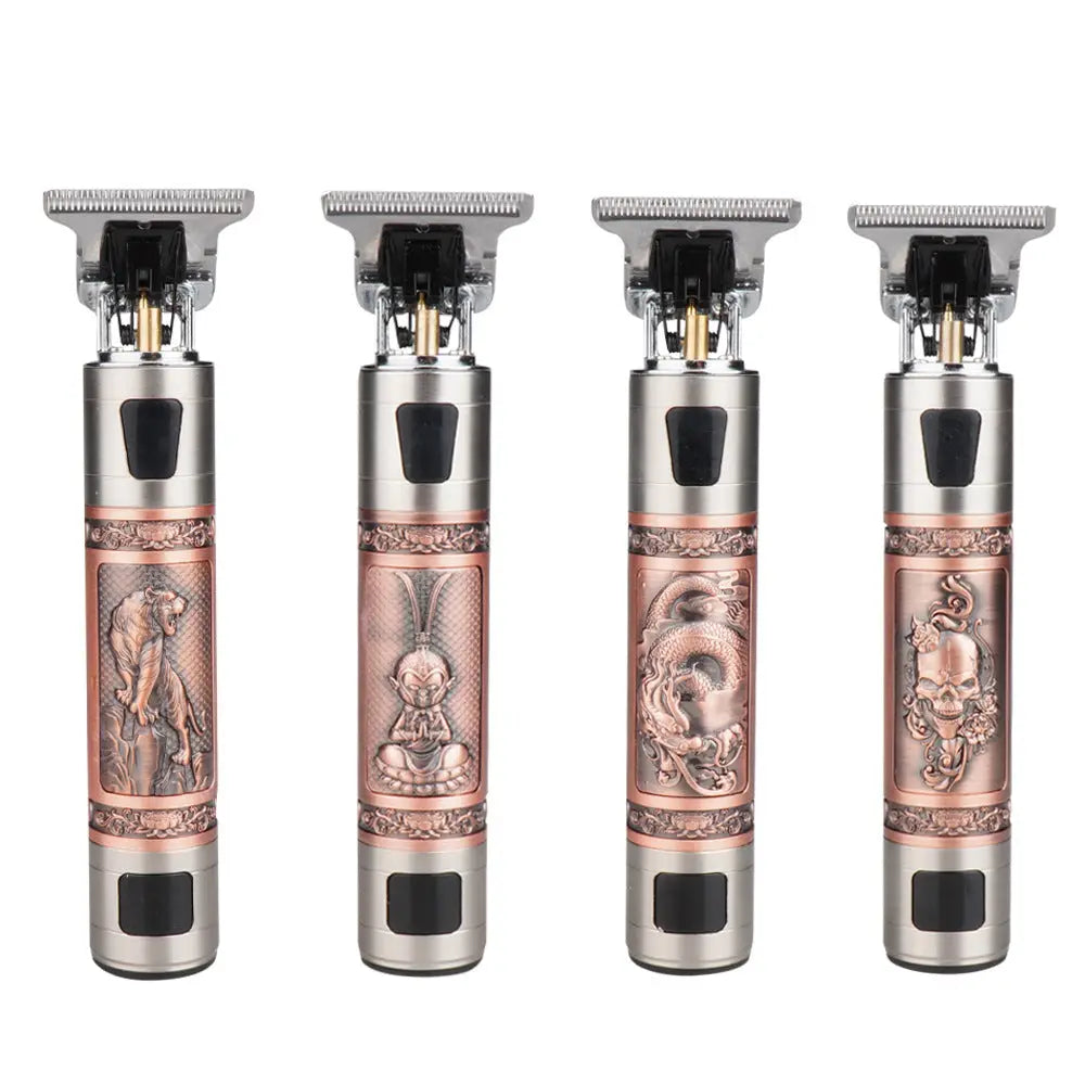 T9 Hair Clipper Oil Head Push Digital Display Carving Skull Small Hair Clipper Trimming Shaved White USB Charging Zinc Alloy - SMSB 66