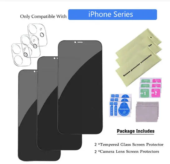 Tempered Glass Privacy Screen Protector with Lens Film for iPhone 14 13 12 11 16 Pro eprolo
