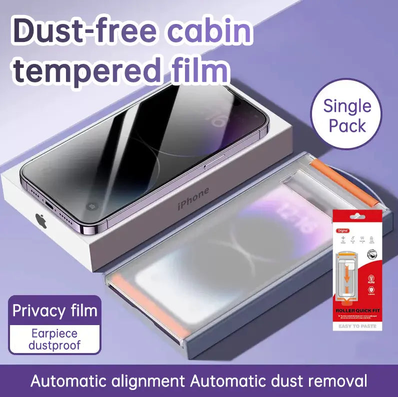 Tempered Glass Screen Protector for Apple iPhone 15 Pro Max Anti-Spy Film with Dust-Free Chamber Roller Application Tool - SMSB 66