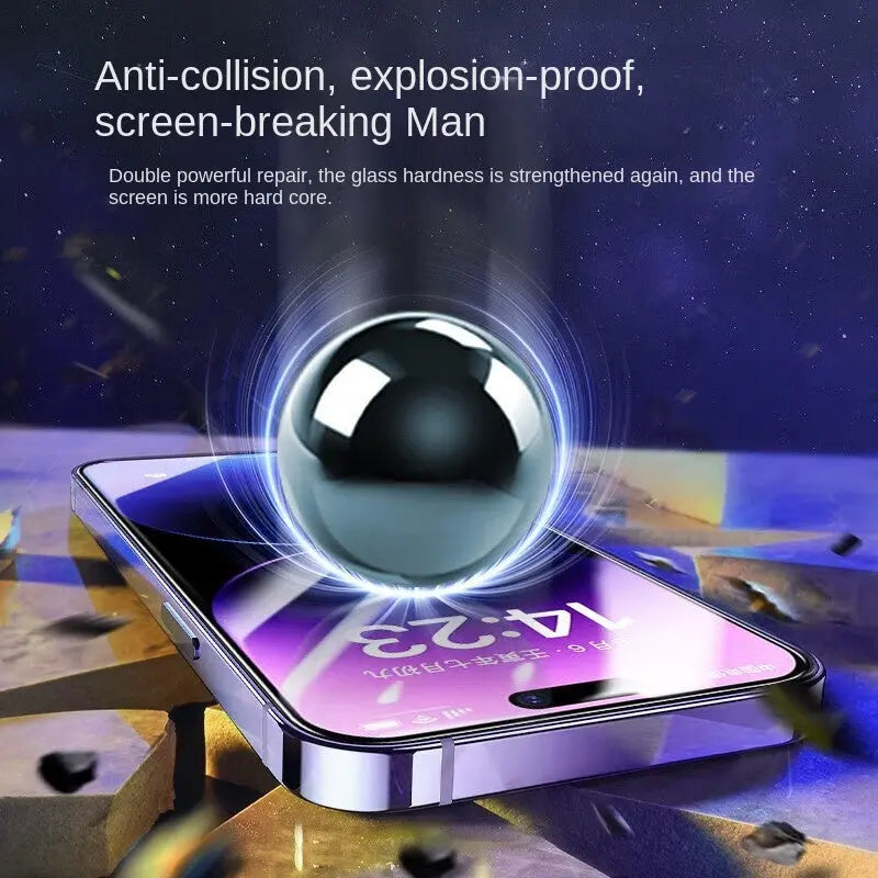 Tempered Glass Screen Protector for Apple iPhone 15 Pro Max Anti-Spy Film with Dust-Free Chamber Roller Application Tool - SMSB 66