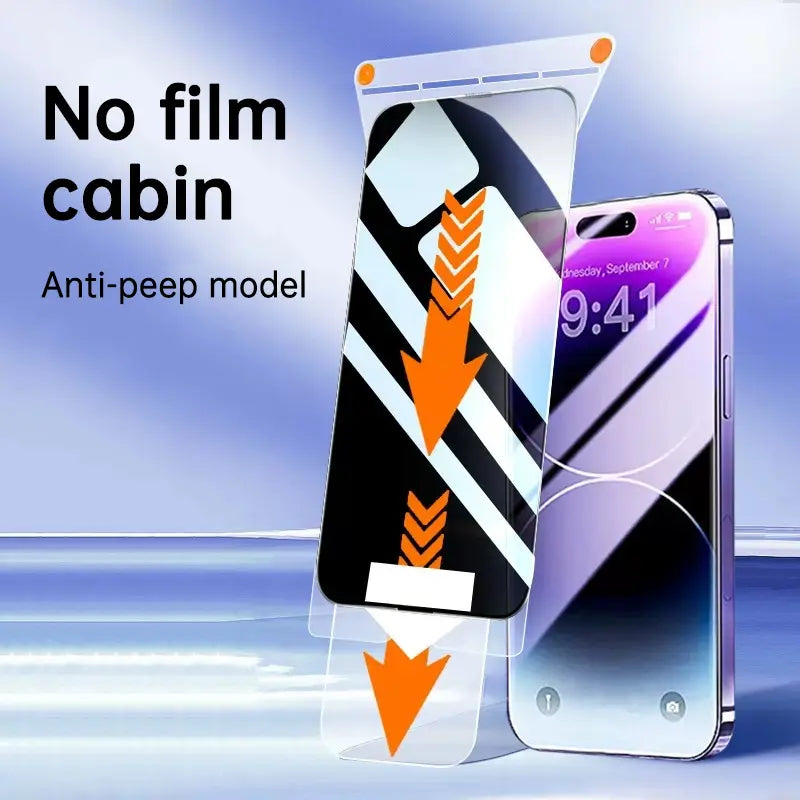 Tempered Glass Screen Protector for Apple iPhone 15 Pro Max Anti-Spy Film with Dust-Free Chamber Roller Application Tool - SMSB 66