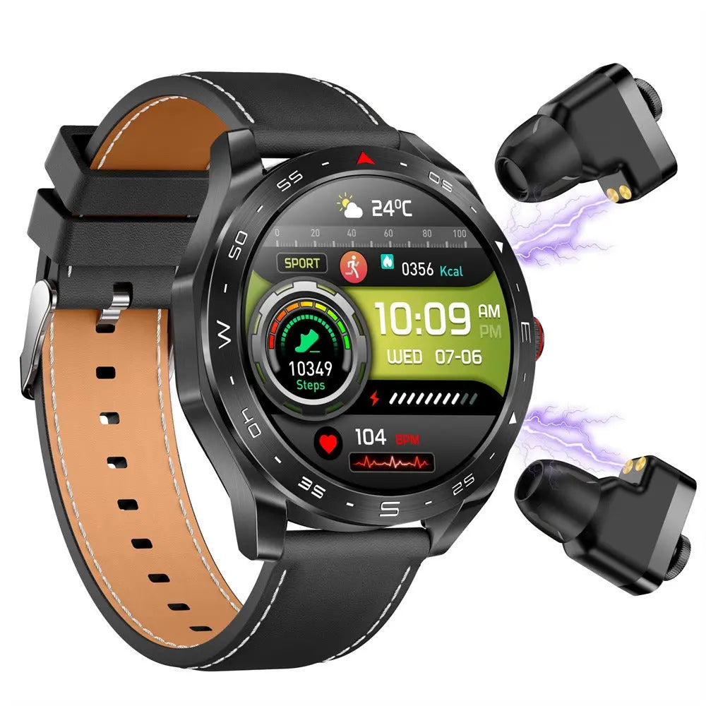 The New T95 Smart Watch With Earphones 1.52 Inch Ips 2 In 1Exercise Blood Pressure Blood Oxygen Message Reminder Smart Watch - SMSB 66