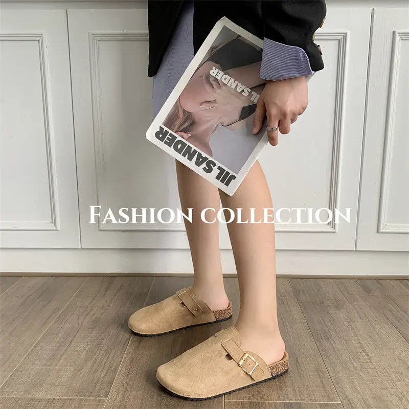 Thick-soled Half-drag Retro Unique Lazy Outdoor Unisex Slip-on Closed-toe Sandals - SMSB 66