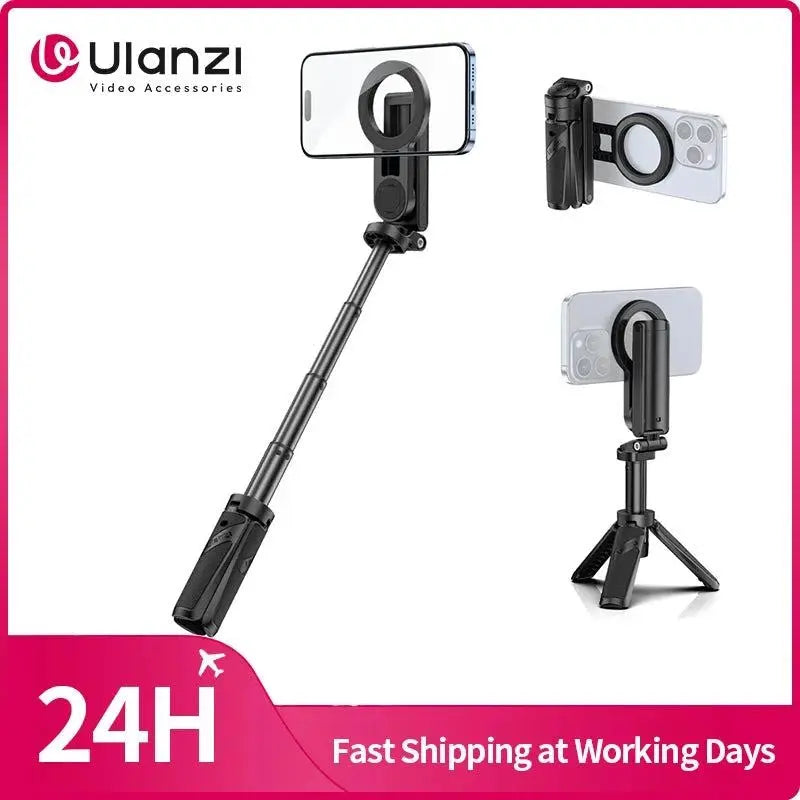 Ulanzi JJ03 Magnetic Phone Tripod Wireless Phone Grip Selfie Stick Desktop Tripod for iPhone 16 15 14 13 Pro Pro Max - SMSB 66
