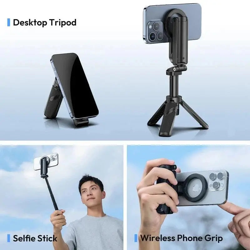 Ulanzi JJ03 Magnetic Phone Tripod Wireless Phone Grip Selfie Stick Desktop Tripod for iPhone 16 15 14 13 Pro Pro Max - SMSB 66