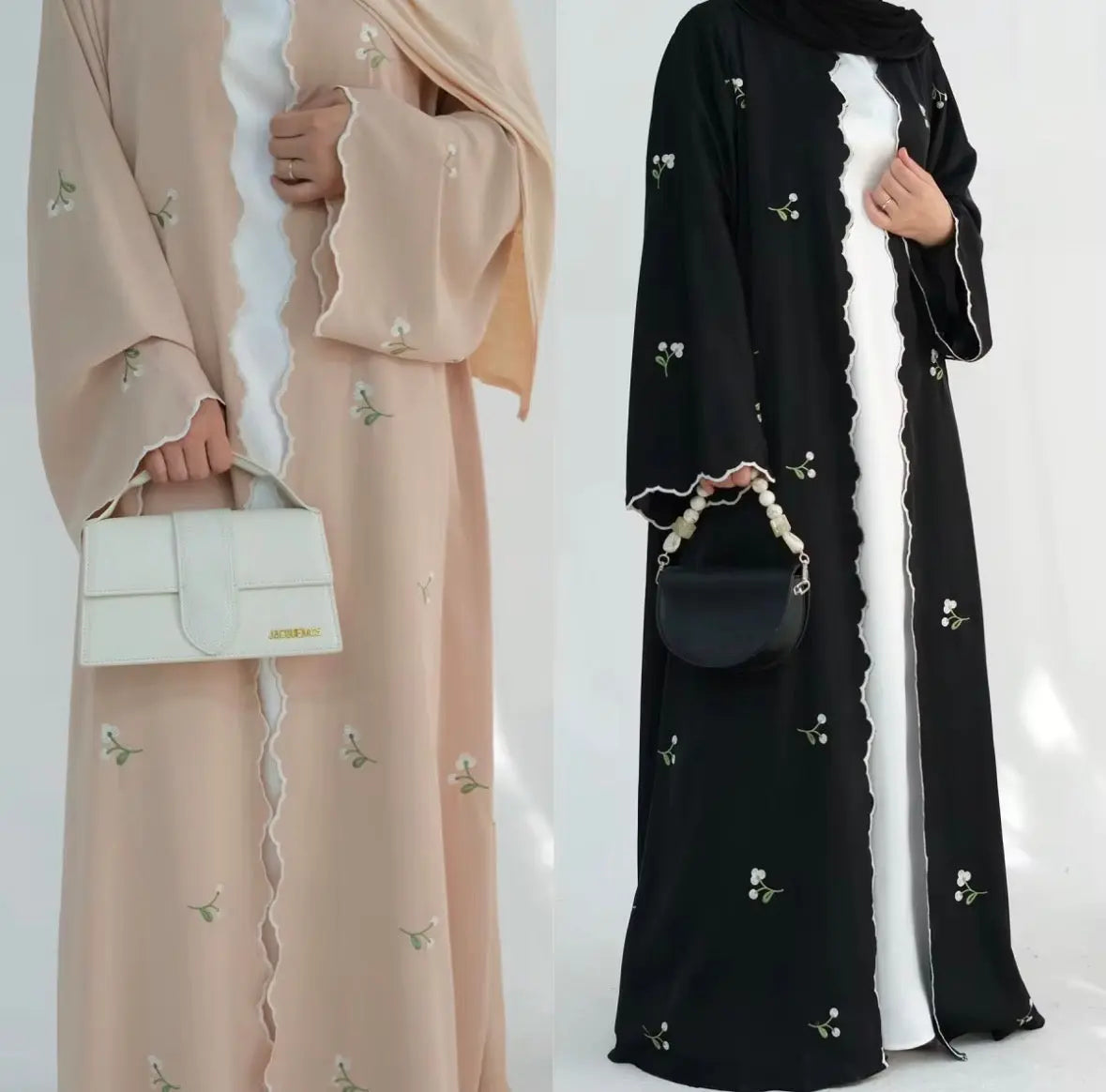 Vêtement islamique Nouvelle abaya 2025 de luxe Nida, cardigan abaya brodé de fleurs sur tout le vêtement, abaya modeste ouverte, robe musulmane pour femmes SMSB 66