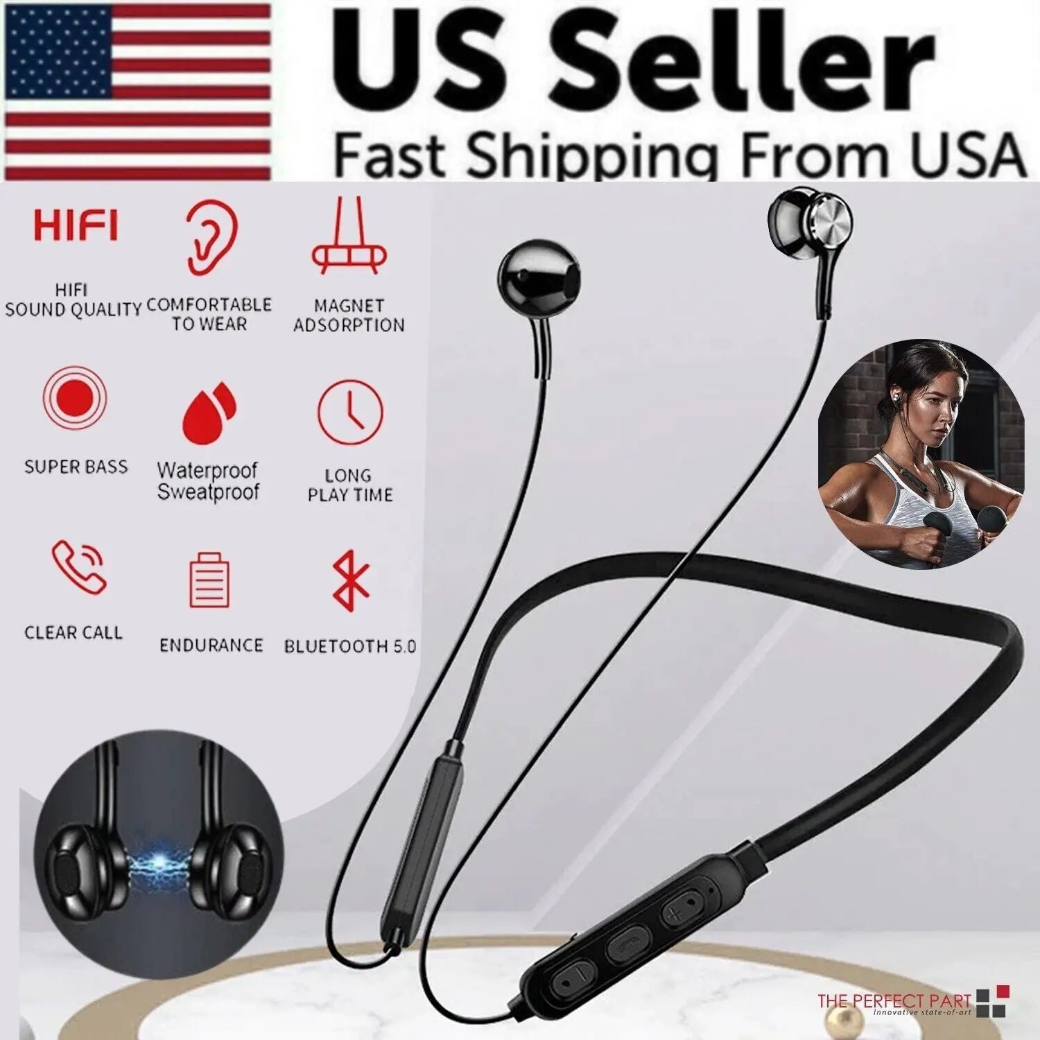 Waterproof Bluetooth 5.0 Earbuds Stereo Sport Wireless Headphones In Ear Headset - SMSB 66