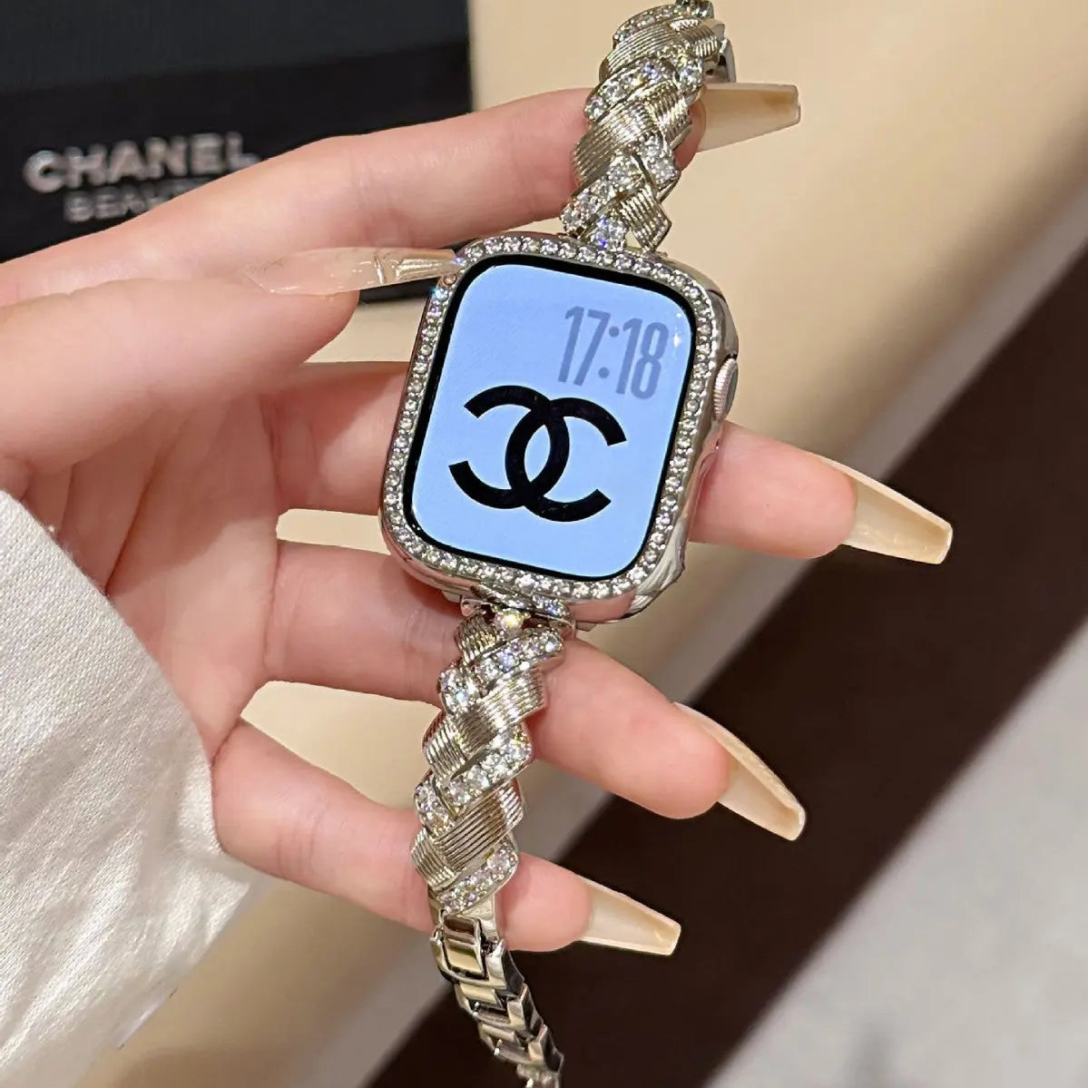 Wheat Spike Diamond-Encrusted Metal Starlight Watch Band for Apple Watch Female - SMSB 66