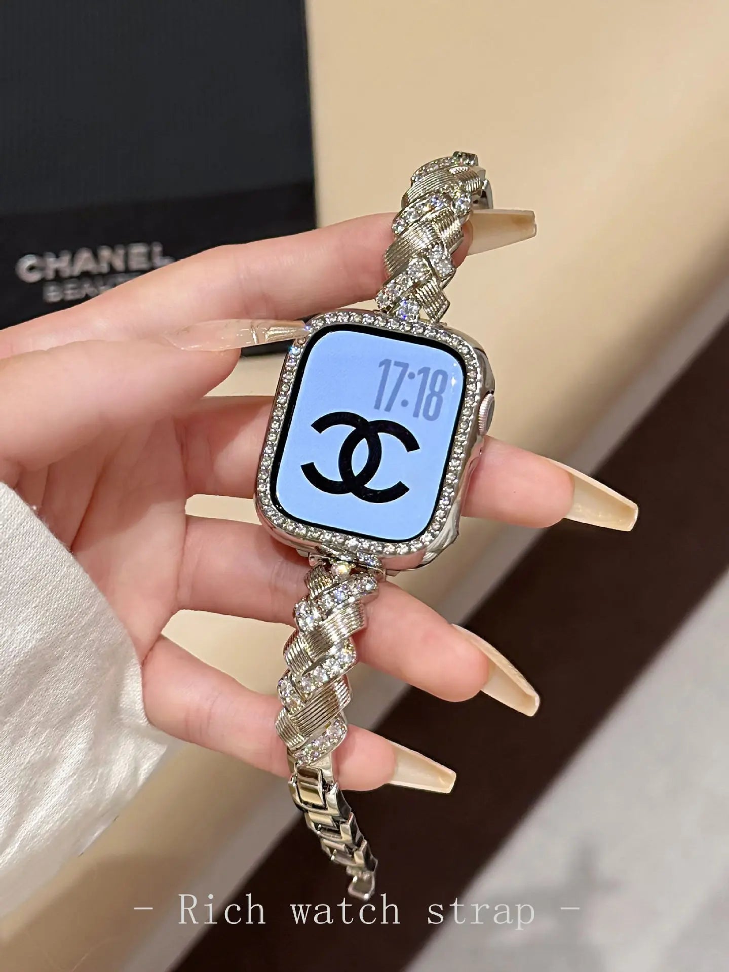 Wheat Spike Diamond-Encrusted Metal Starlight Watch Band for Apple Watch Female - SMSB 66