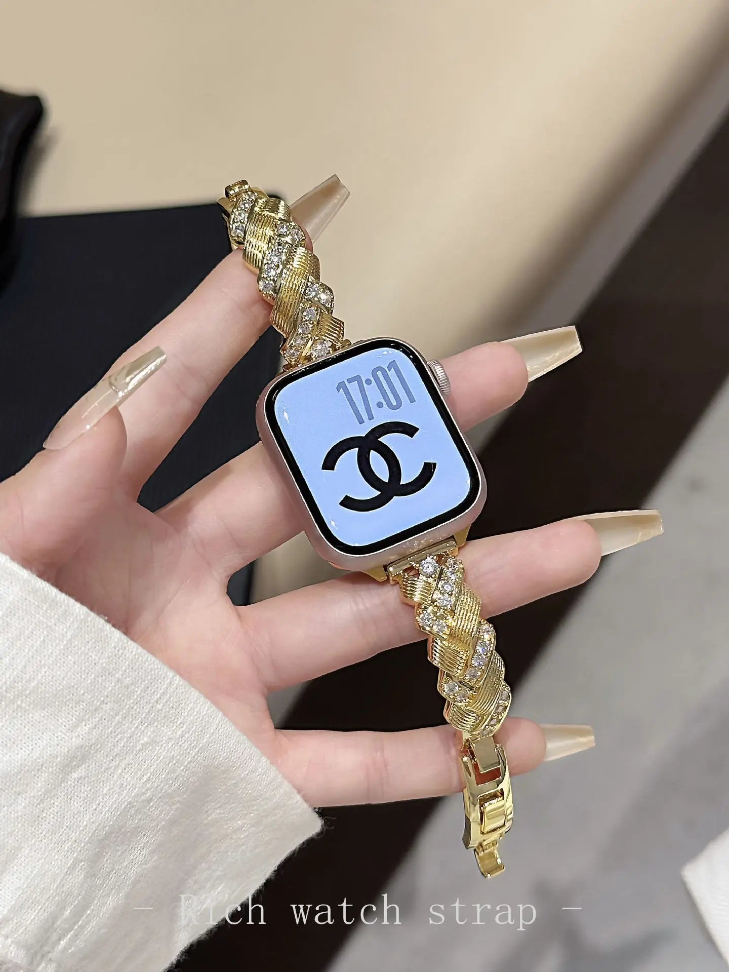 Wheat Spike Diamond-Encrusted Metal Starlight Watch Band for Apple Watch Female - SMSB 66