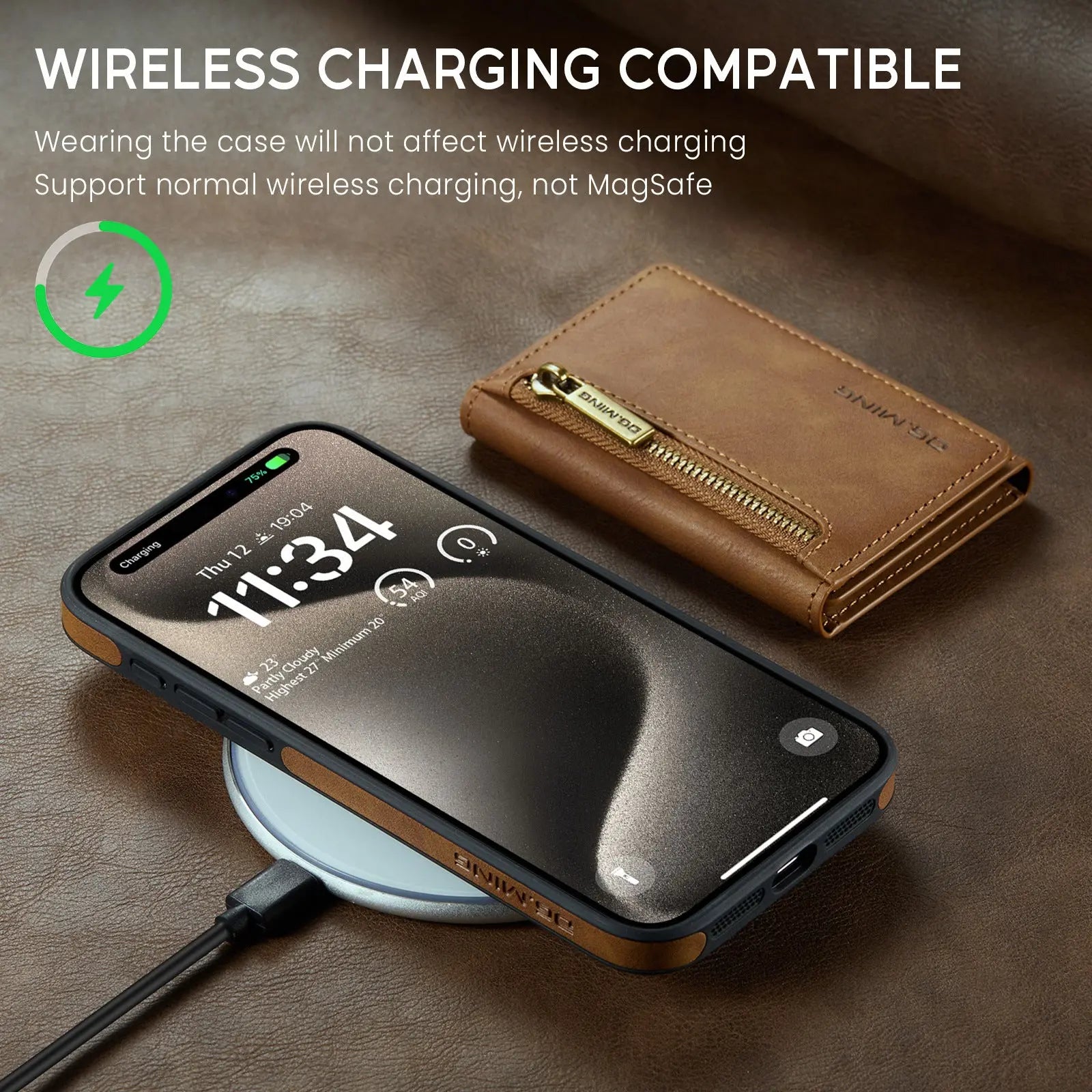 Wireless Charger Phone Case Magnetic Card Holder Protective Sleeve - SMSB 66