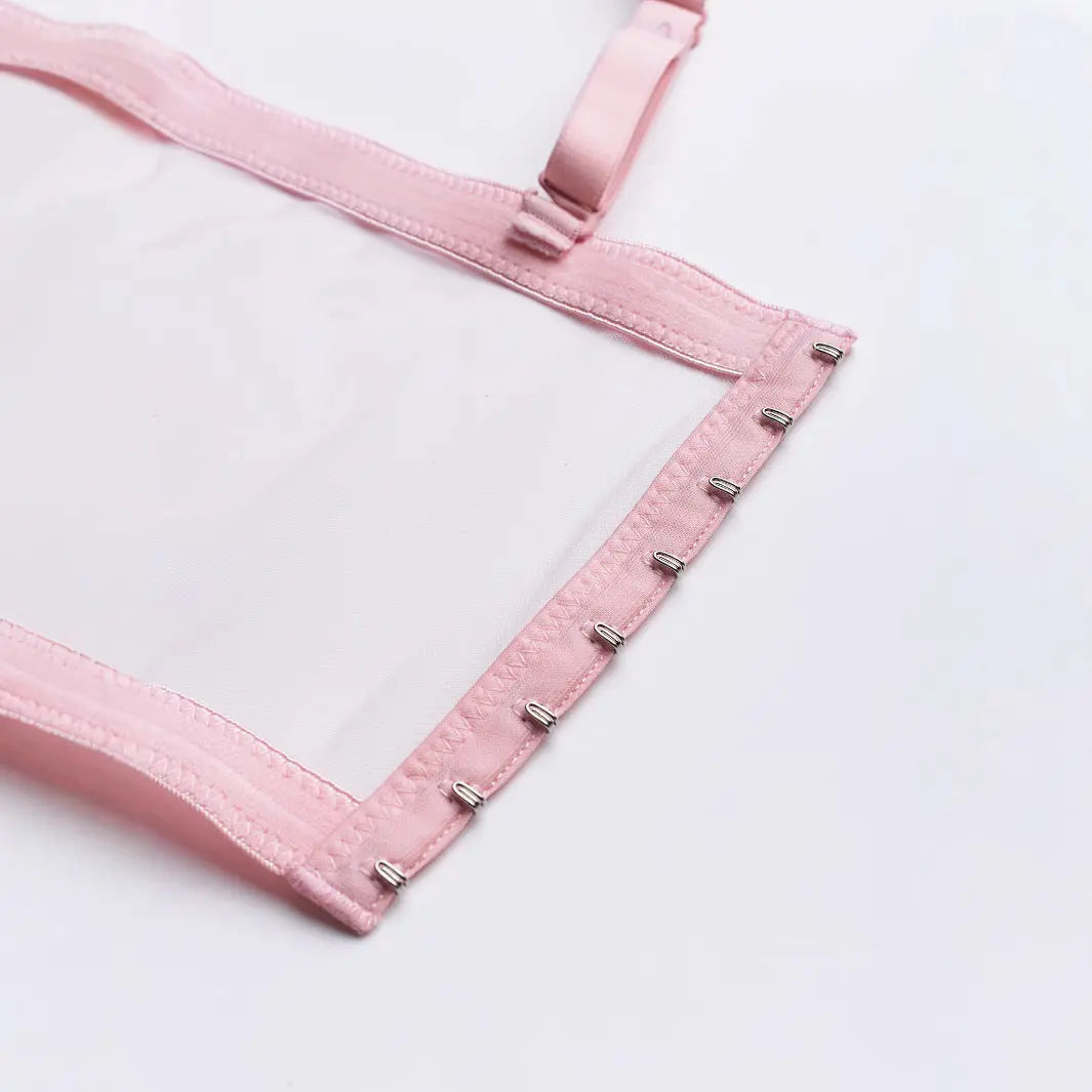 Women's Bra Set Ultra-thin Mesh Fishbone Steel Ring Gathered Embroidered Underwear - SMSB 66