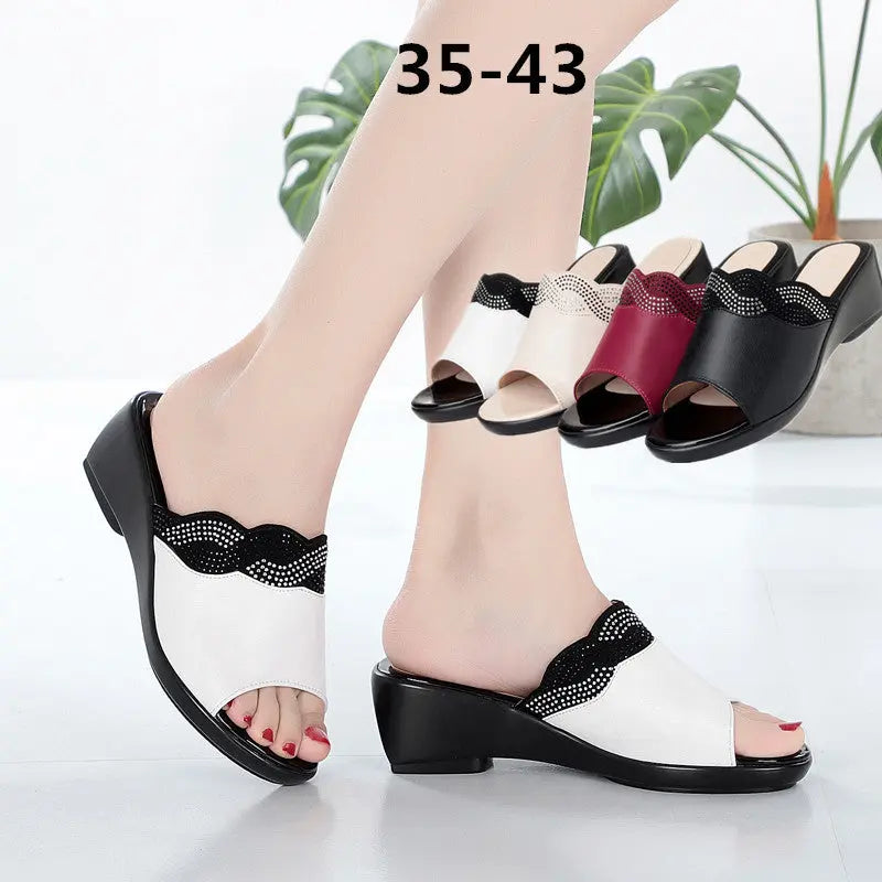 Women's Sandals High Heel Waterproof Platform Thick Sole Casual Shoes Plus Size 43 - SMSB 66