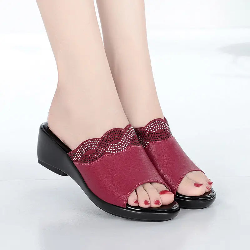 Women's Sandals High Heel Waterproof Platform Thick Sole Casual Shoes Plus Size 43 - SMSB 66