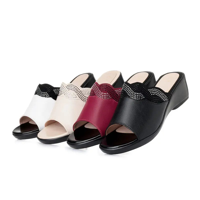 Women's Sandals High Heel Waterproof Platform Thick Sole Casual Shoes Plus Size 43 - SMSB 66