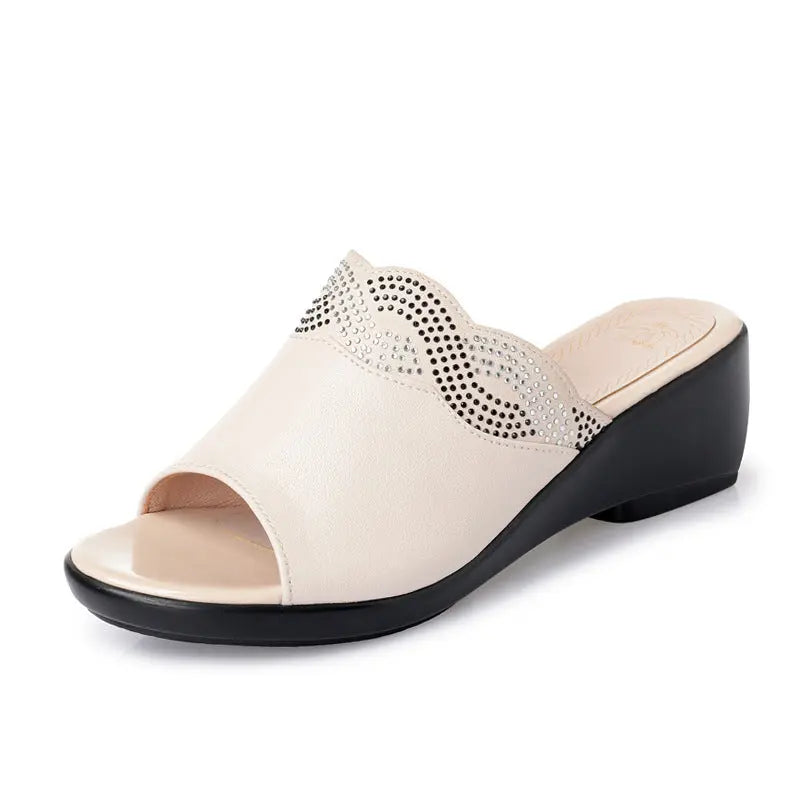 Women's Sandals High Heel Waterproof Platform Thick Sole Casual Shoes Plus Size 43 - SMSB 66