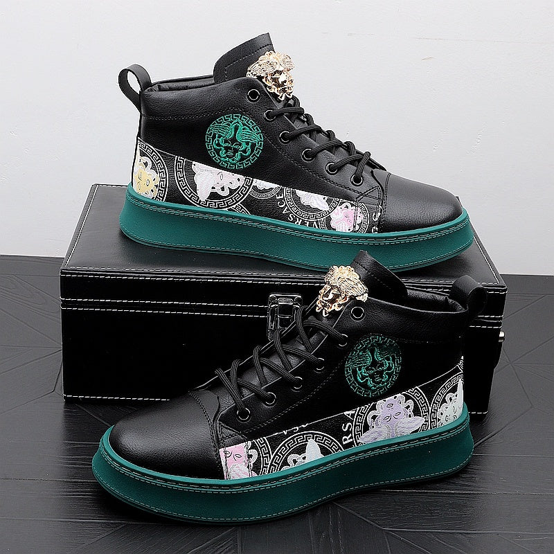 Men's Fashion Personality Versatile Print Board Shoes - SMSB 66