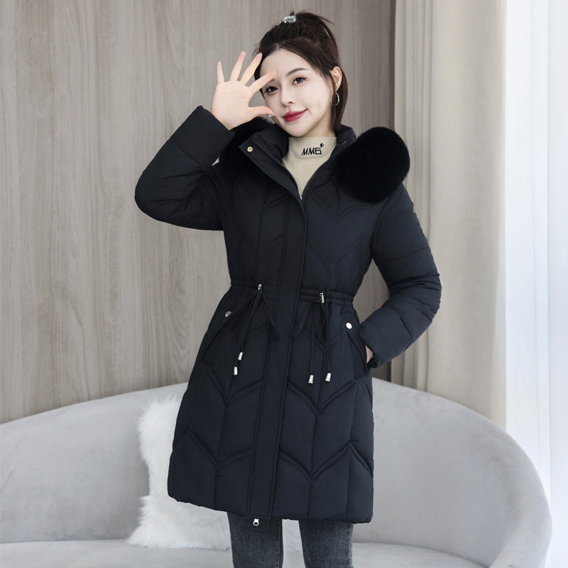 Large Fur Collar Coat Mid-length Thickened Cotton Jacket - SMSB 66
