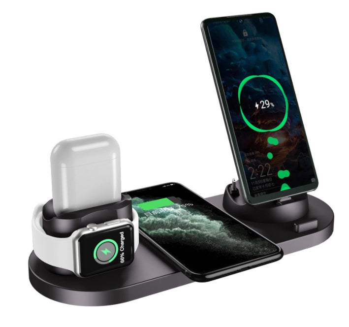 6 in 1 wireless charger for iPhone, watches, and earbuds fast charging dock station