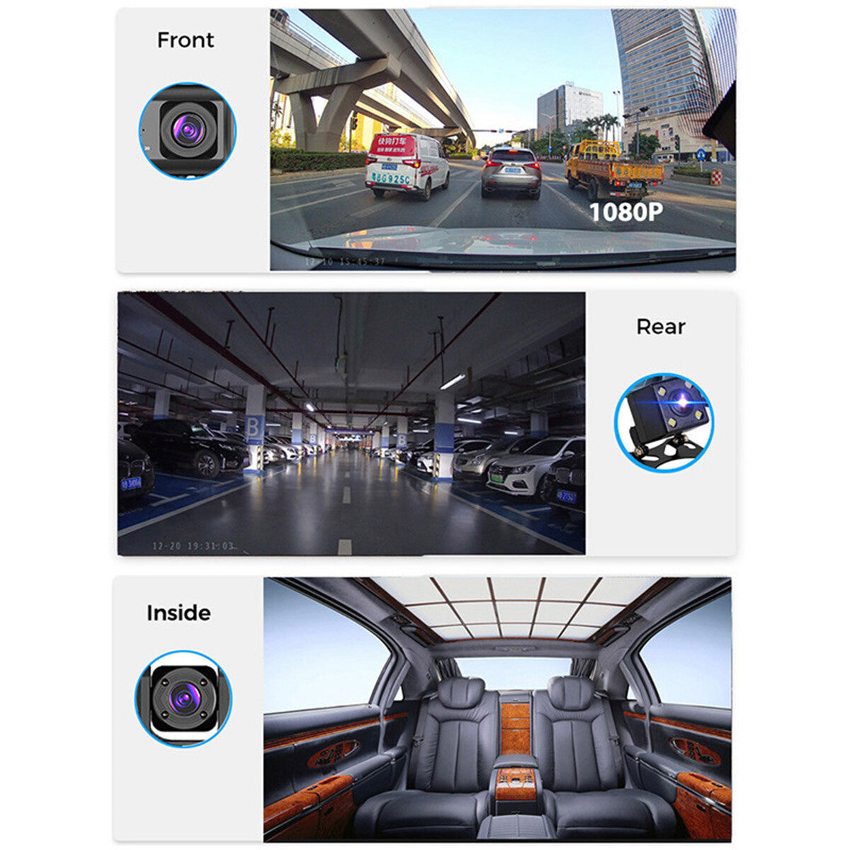 1080P Dual Lens Car Dash Cam Recorder G Sensor DVR Front And Rear Camera Video - SMSB 66