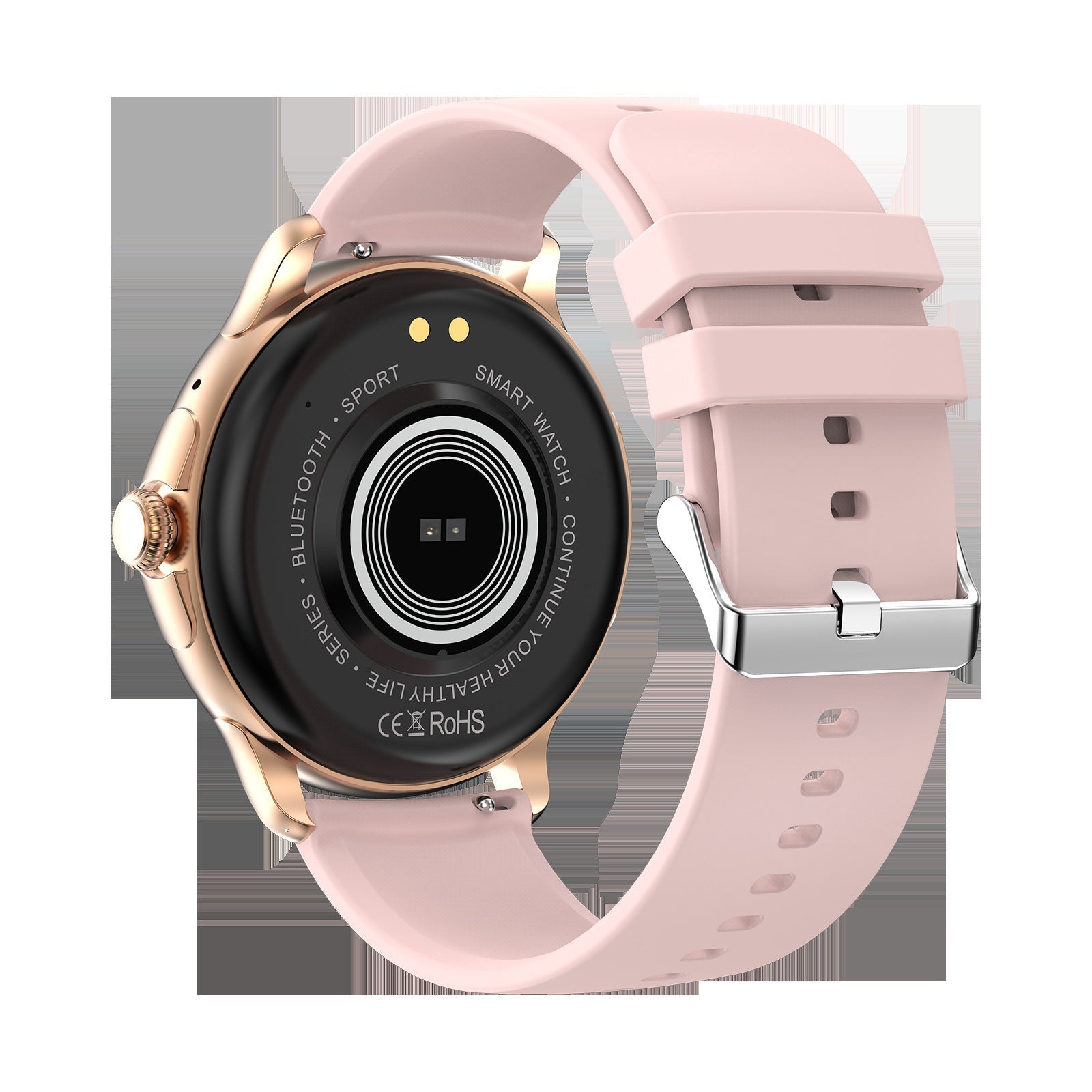Smart Call Bluetooth sleep heart rate monitoring waterproof smartwatch with pink band and gold case