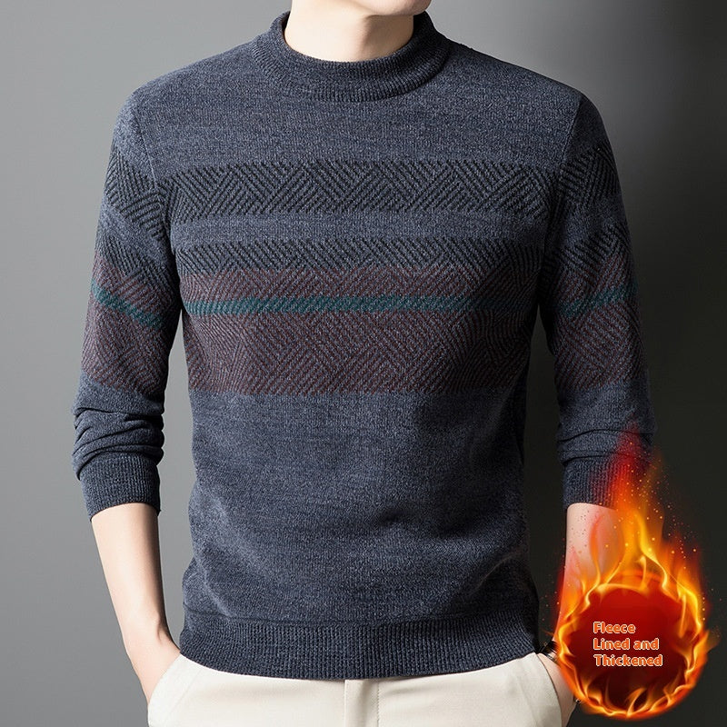 Men's Thermal Knitting Middle-aged Fleece Lined Sweater - SMSB 66