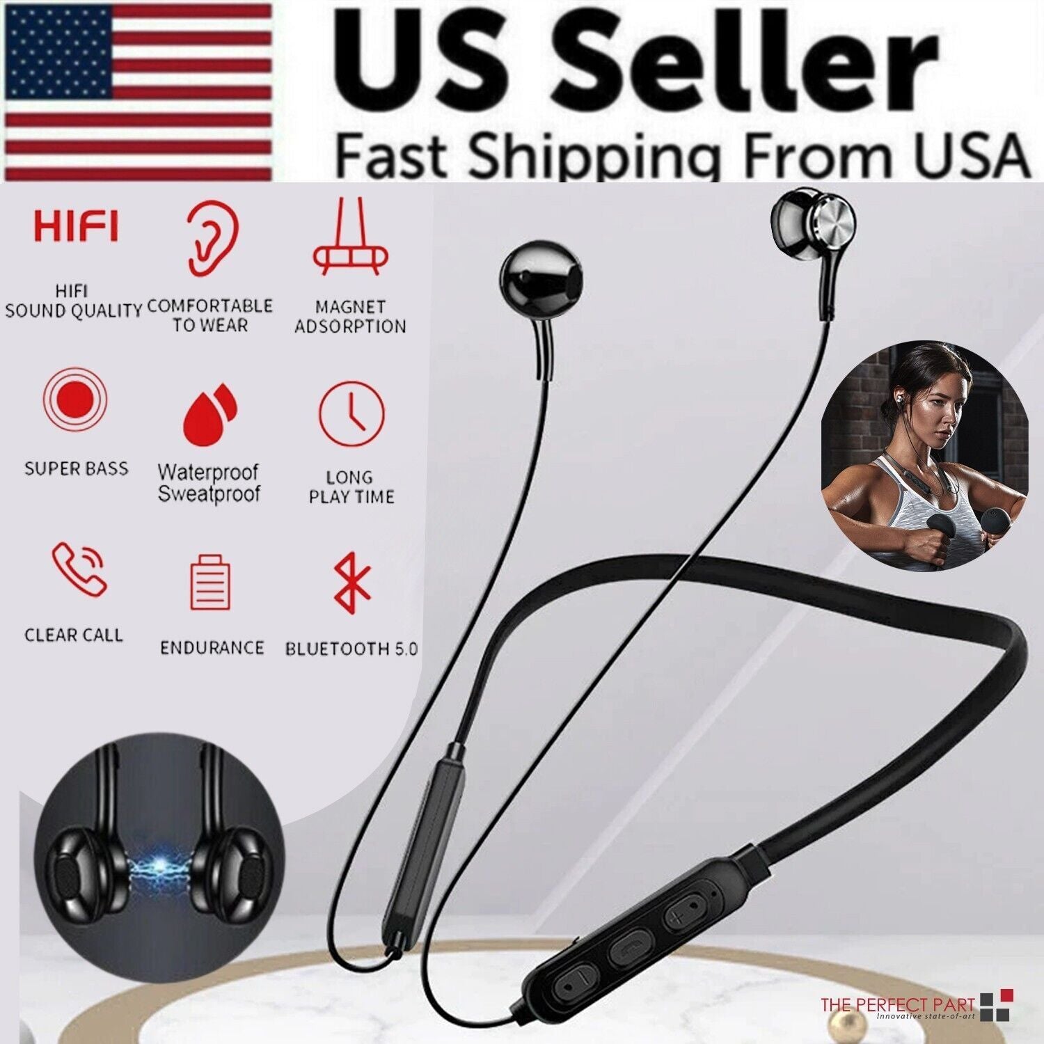 Waterproof Bluetooth 5.0 Earbuds Stereo Sport Wireless Headphones In Ear Headset - SMSB 66