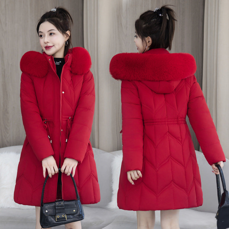 Large Fur Collar Coat Mid-length Thickened Cotton Jacket - SMSB 66