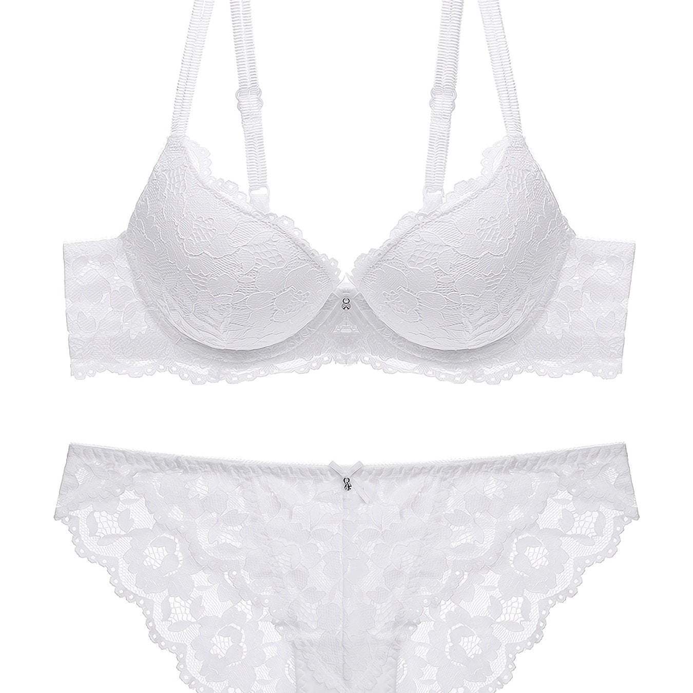 Romantic Lace Embroidery Lingerie Set - Soft & Breathable Push-Up Bra with Sheer Panty - Perfect Seductive Valentines Gift for Her - Womens Comfortable Intimate Wear - SMSB 66