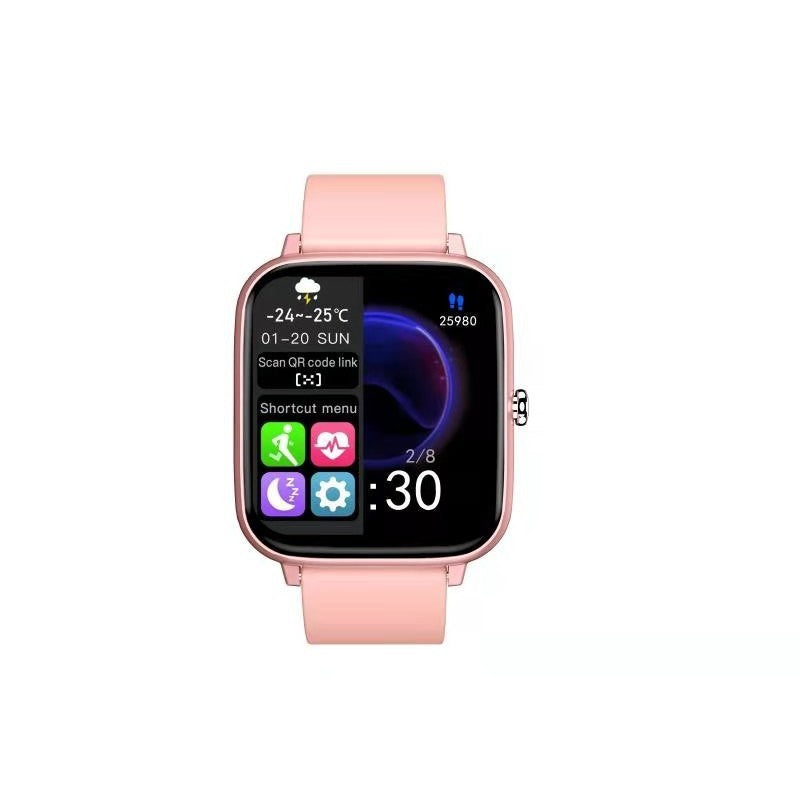 Pink smartwatch with Bluetooth calling and full touch screen display