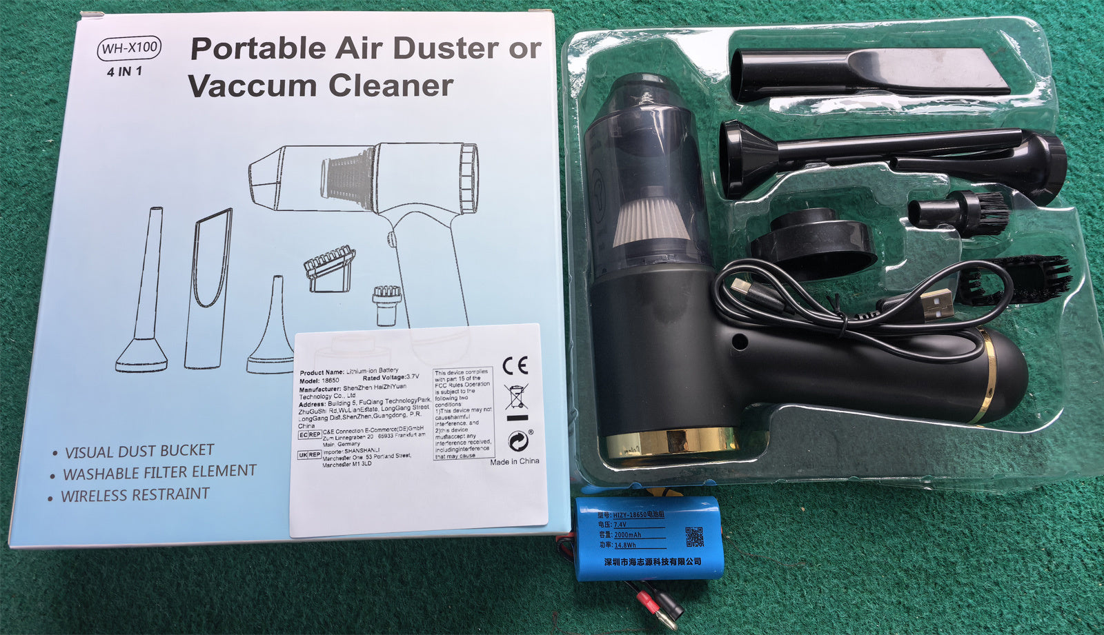 Vacuum Cleaner And Air Duster For Cars, Homes, Offices And Pets, High-power, Multi-nozzle Handheld Car Vacuum Cleaner. - SMSB 66