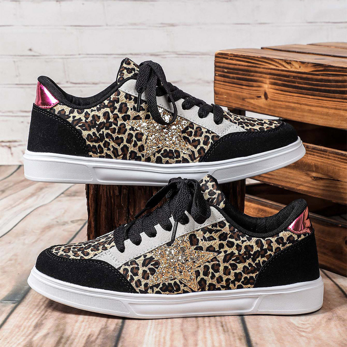Women's Trendy Casual Sneaker Couple Leopard Print All-match Sequins - SMSB 66